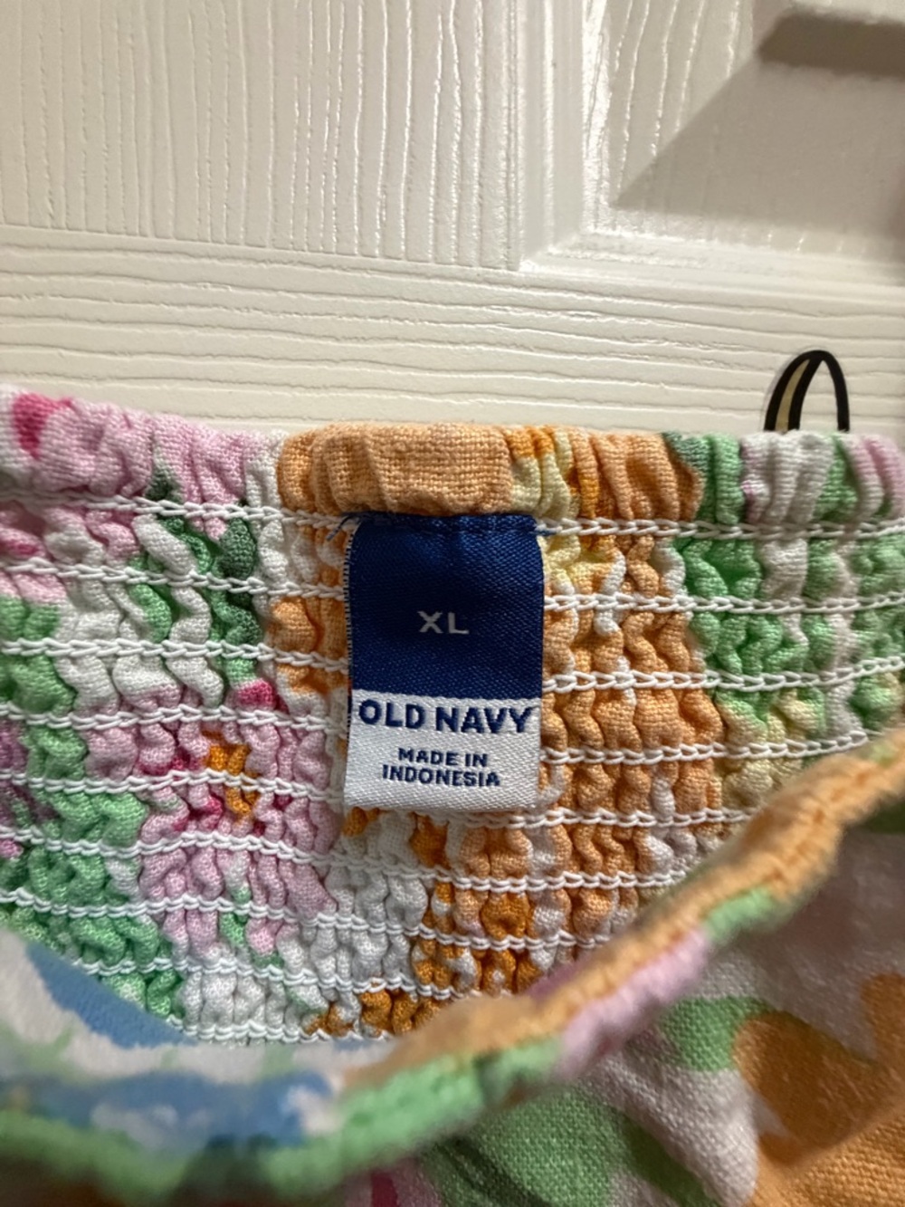 Old Navy Pastel Floral Smocked Top in Pink, Green & Orange - Picture 2 of 2